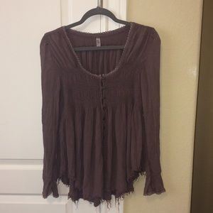 Free People Long Sleeve Purple Shirt
